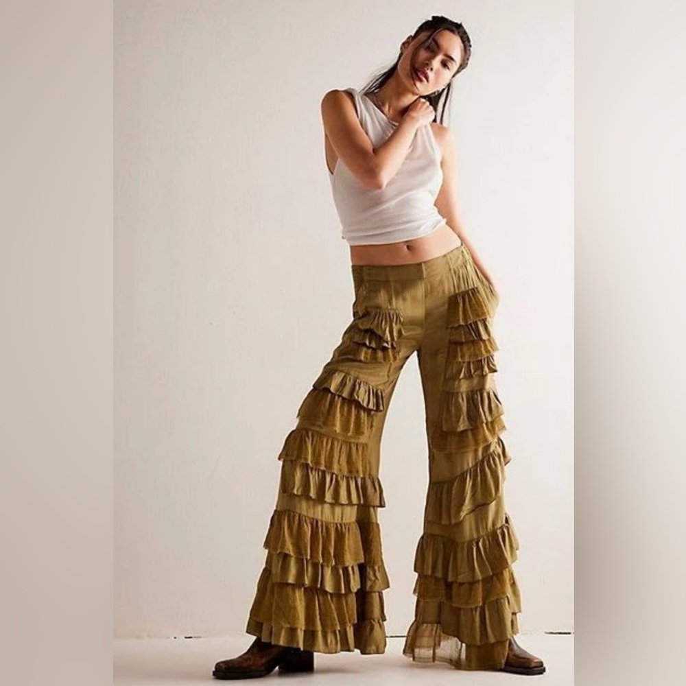 Rock And Frill Trousers at Free People in Weeping Willow, Size: Small